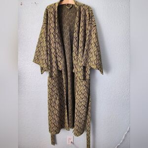 HighWay Robery Elegant Yellow green  and Black Women's Robe Cardigan Duster